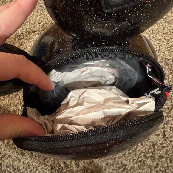 Black Glitter Mickey Mouse Head Purse, Cross Body - Picture 6 of 6